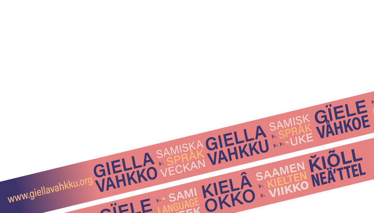 banderoll med den samiska spr&aring;kveckans namn p&aring; olika spr&aring;k
